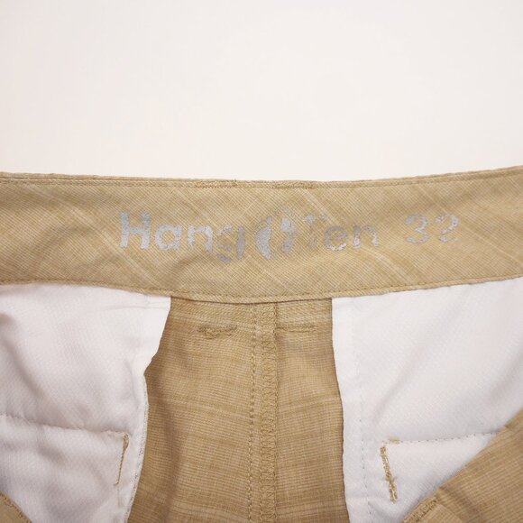 Hang Ten Men's Size 32 Tan Hybrid Board Shorts Flat Front Zip Pockets - Picture 6 of 10